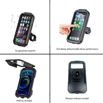 Knmaster TT-900 Titreşim Engelleyici Tüm Motosikletlere Uygun Telefon Tutucu